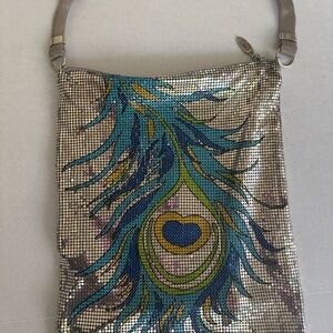 Vintage Whiting & Davis Silver Mesh Peacock Heart Purse